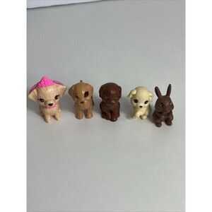 Barbie Pet Lot of 5 Puppy Dog Bunny Rabbit Figures Doll Accessories Mini Toys